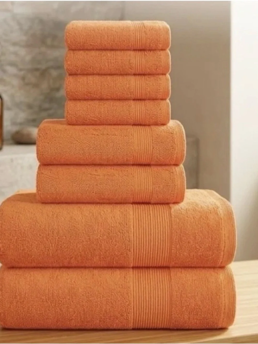 Premium Orange Cotton Bath Towel Set - Plush Absorbency